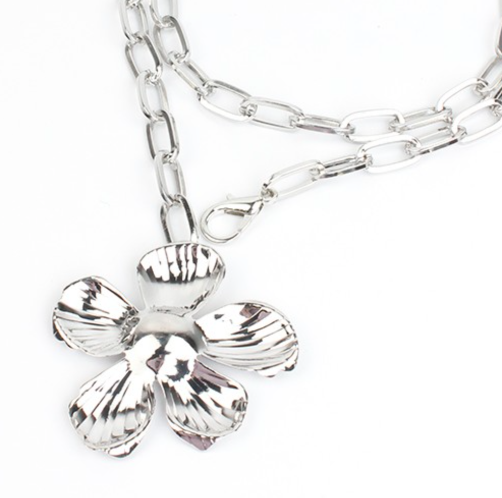 Collar FLOR plateado