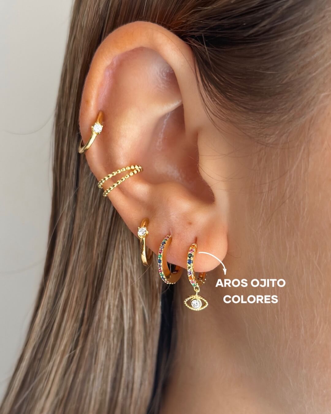 AROS OJITO PLATA CON ORO